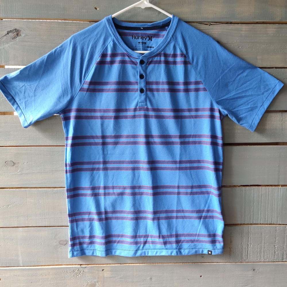Hurley Men's Blue Striped Shirt Size Medium, NWOT